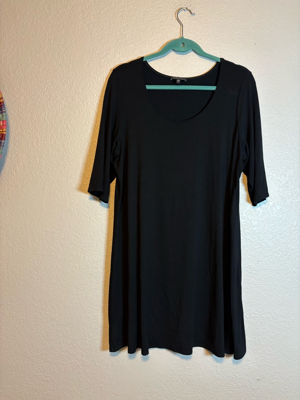 Eileen Fisher Black Tunic Top/Mini Dress Size XL Short Sleeve